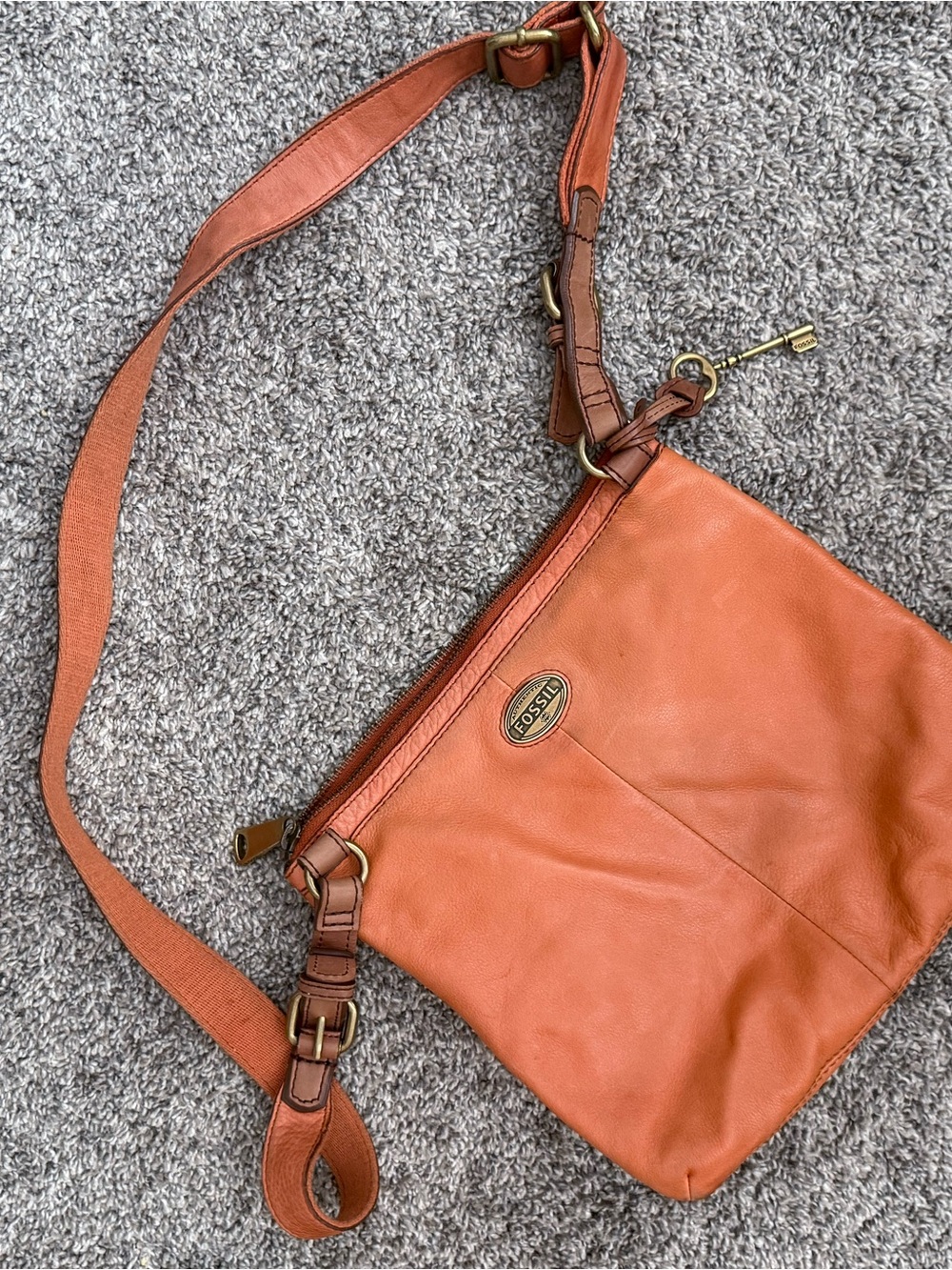 Fossil Burnt Orange Leather Crossbody Bag